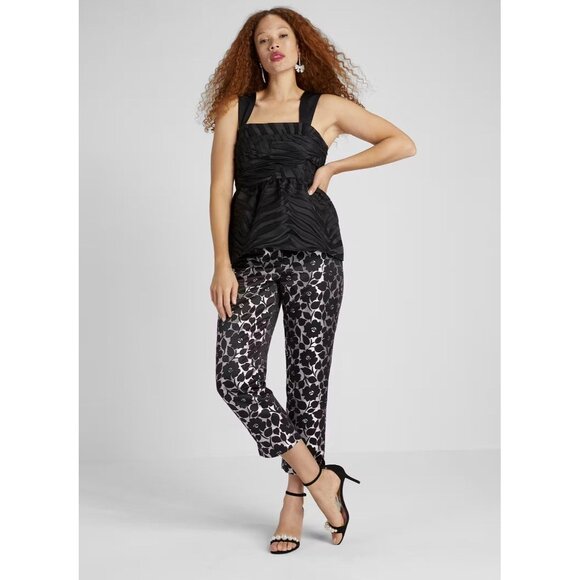 Kate Spade‎ Bold Zebra Jacquard Black Tank Top Shirt Size 4 NWT - Picture 4 of 9